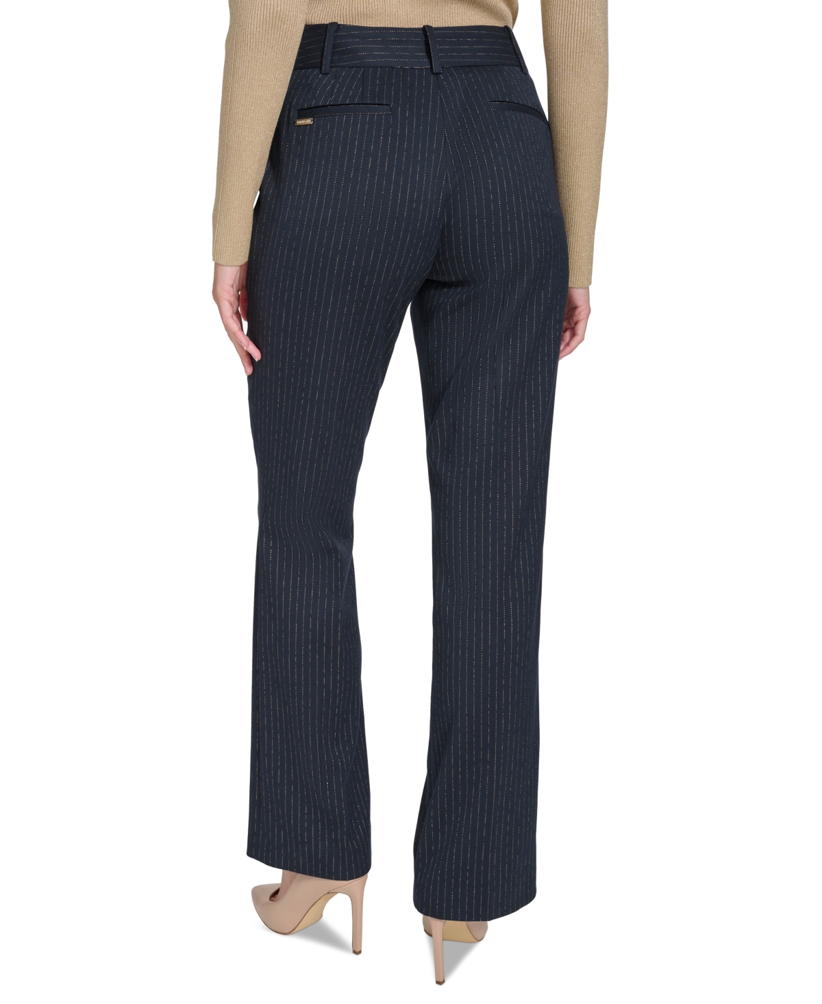 Tommy Hilfiger Women's Metallic Pinstriped Pants -gld