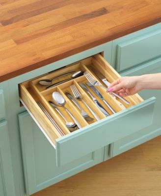 Bamboo Expandable Drawer Organizer for Kitchen Utensils