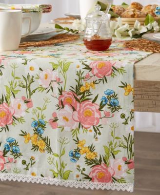 Spring Bouquet Print Table Runner, 14"x72 "