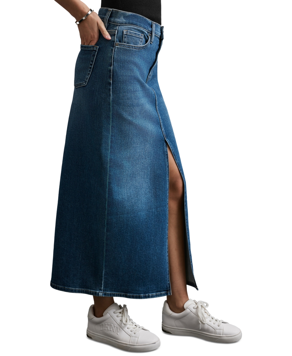 Dkny Jeans Women's High-Rise Denim Maxi Skirt