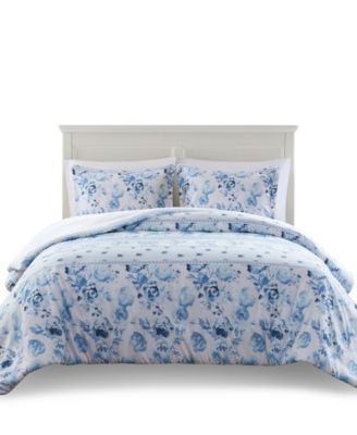 Christa Floral Striped 3-Pc. Duvet Cover Set, Full/Queen