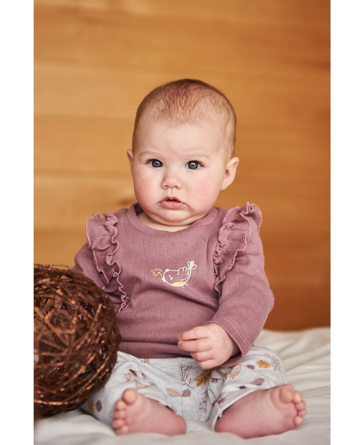 Deux par Deux Baby Girls Baby Organic Cotton Pointelle Top And Printed Leggings Set Woodrose With Fox - Woodrose and beige mix printed fox