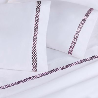 1000 Thread Count Egyptian Cotton Embroidered Bed Sheet Set, King