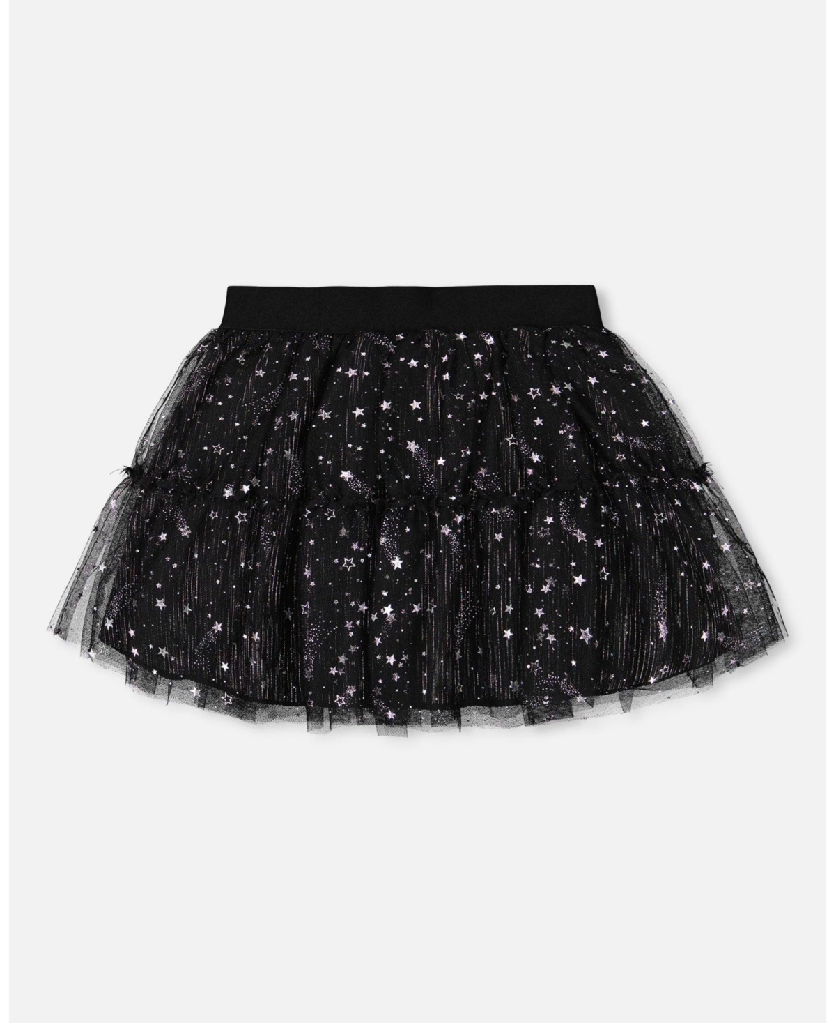 Deux par Deux Big Girls Glittering Tulle Skirt- Black