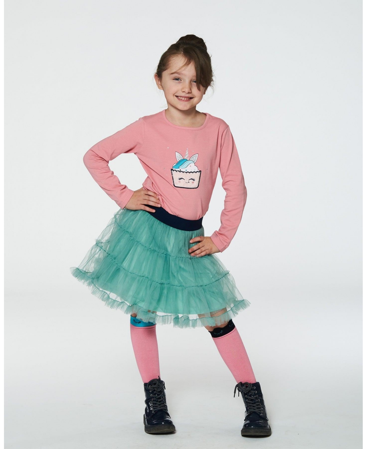 Deux par Deux Big Girls Organic Cotton T-Shirt With Print- Pink