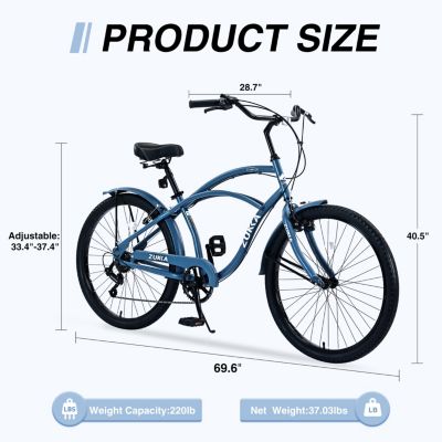 Streamdale 7 Speed Bicycles, Multiple Colors 26"Inch Beach Cruiser Bike
