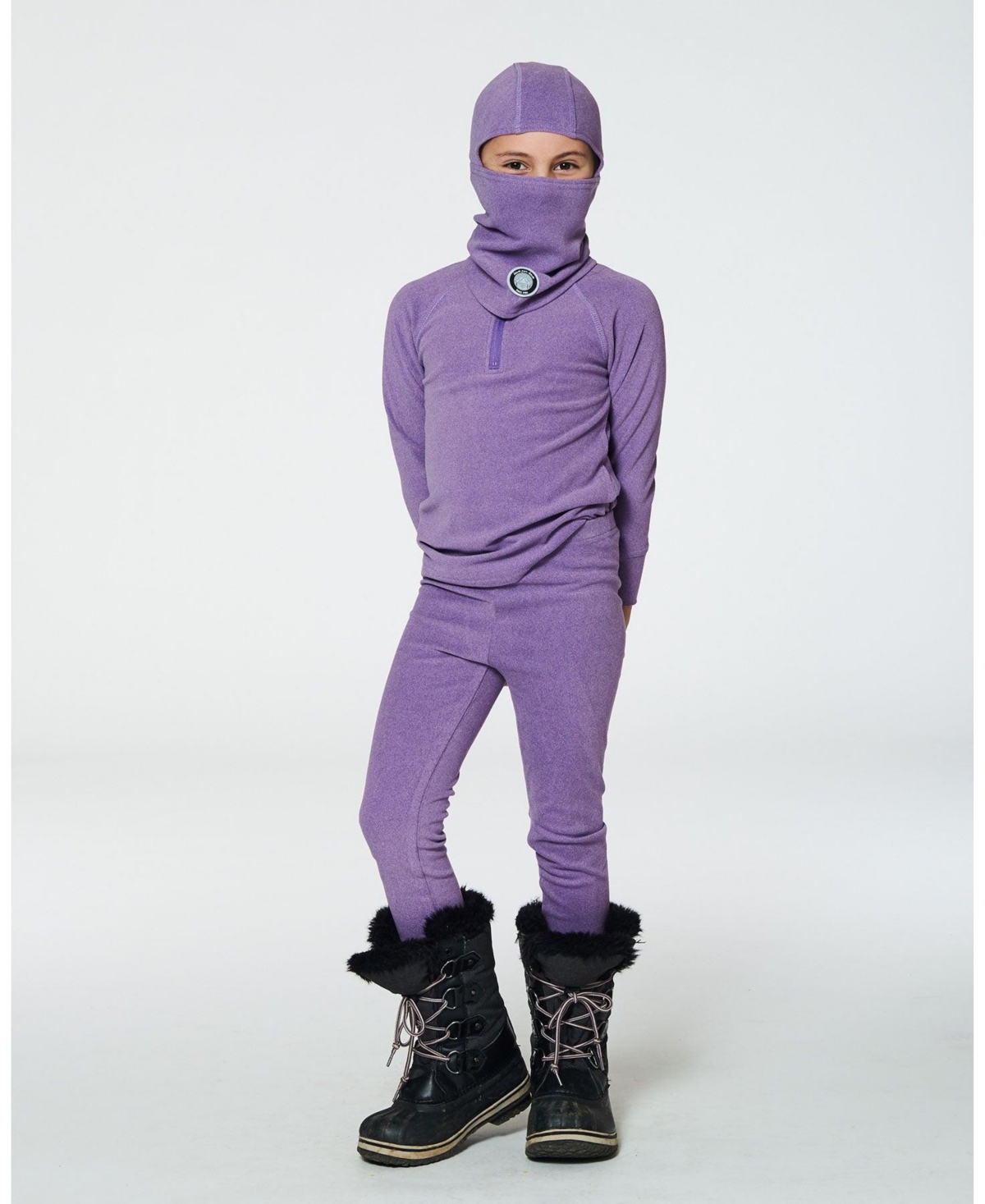 Deux par Deux Big Girls Two Piece Thermal Underwear Set- Purple