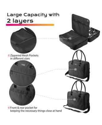 Makeup Bag Soft Sided Cosmetic Train Case 2 Layer Hangbag 4 Pouches