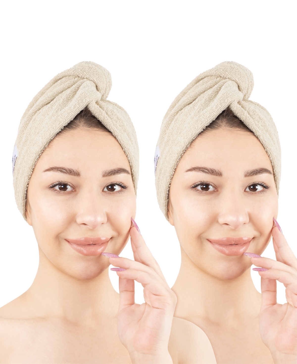 American Soft Linen 2-pack Hair Drying Towels In Beige