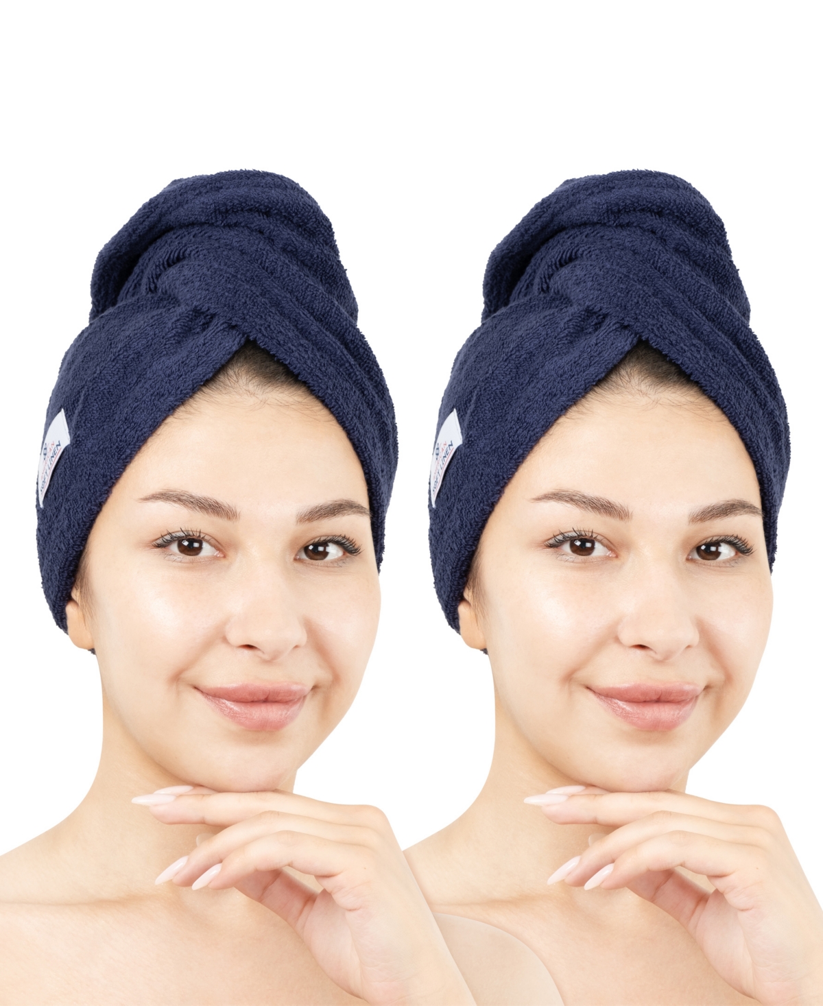 American Soft Linen 2-pack Hair Drying Towels In Navy Blue