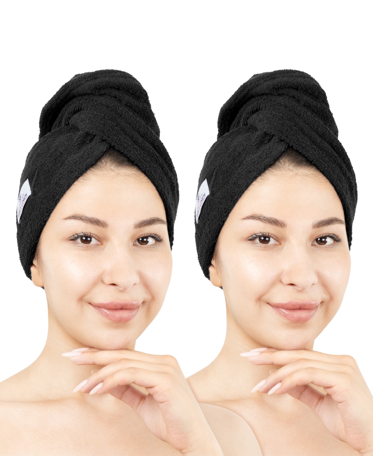 American Soft Linen 2-pack Hair Drying Towels In Black