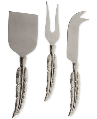 Thirstystone Stainless Steel & Brass Feather 3 Piece Cheese Set