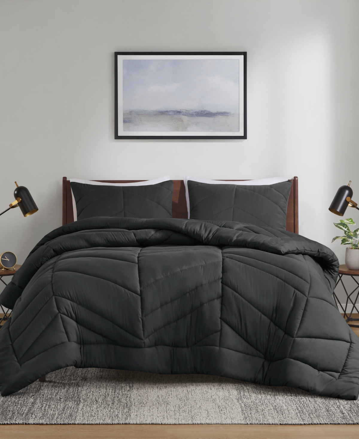 Intelligent Design Remy Quilted Chevron 3-pc. Comforter Set, Full/queen In Black
