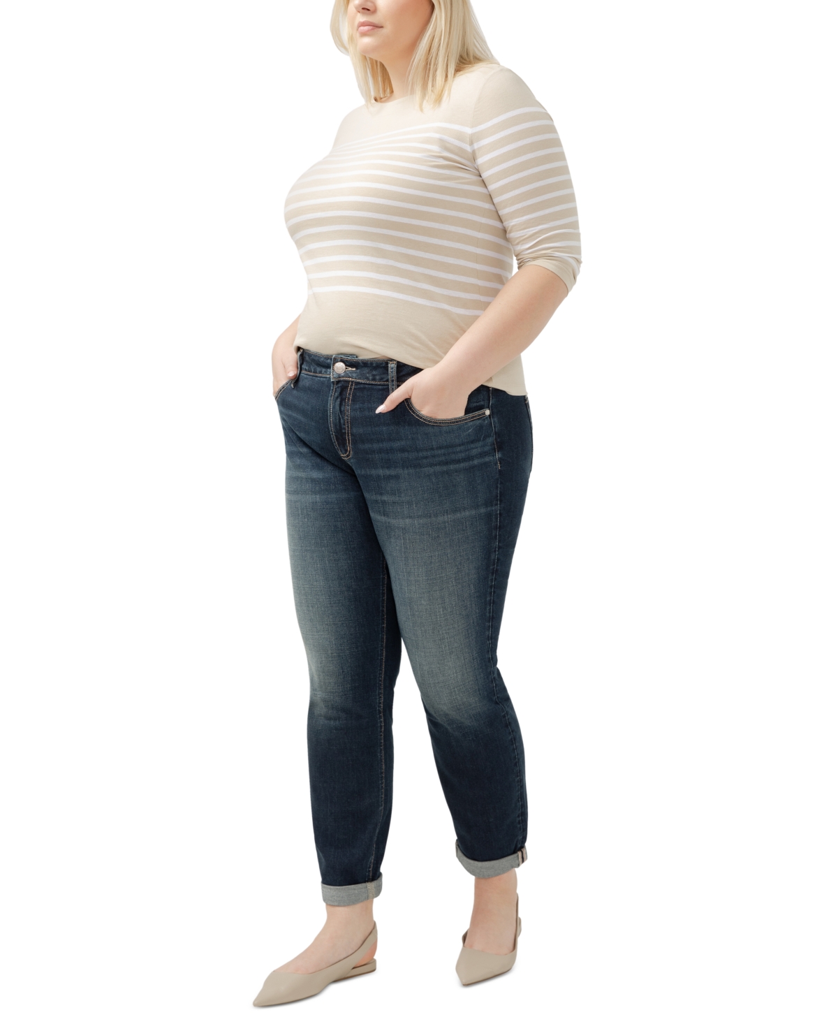 Silver Jeans Co. Plus Size Mid-Rise Boyfriend Jeans