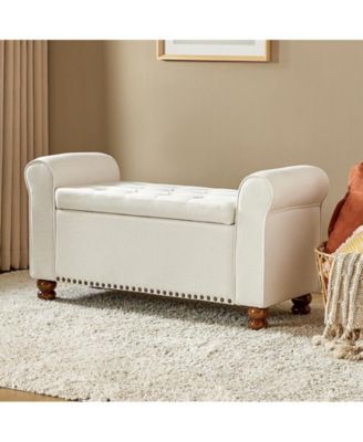 Transitional Carmen 43.7" Wide Storage Bench with Sturdy Wood Legs