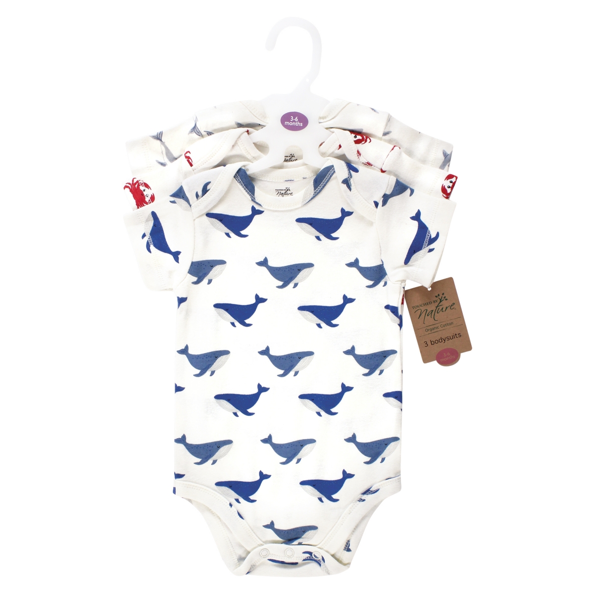 Touched by Nature Baby Boys Organic Cotton Bodysuits, Months - Mystic sea creatures