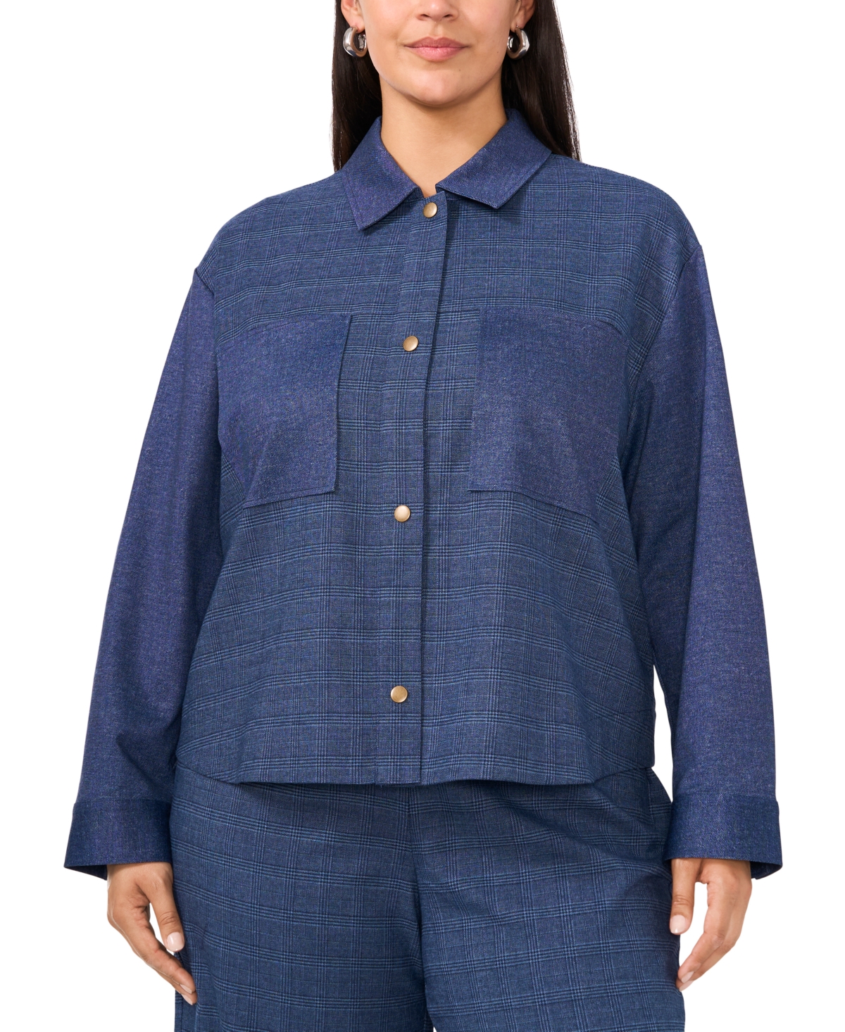 Vince Camuto Plus Size Collared Long-Sleeve Jacket