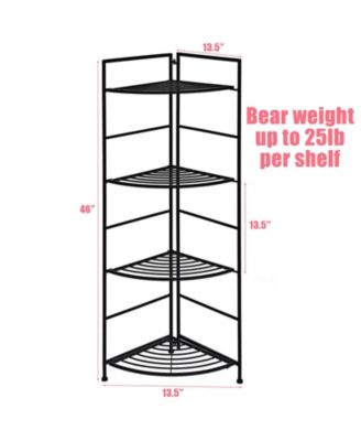 4 Tier Folding Metal Shelf Plant Stand Storage Open Shelf Corner Display Rack