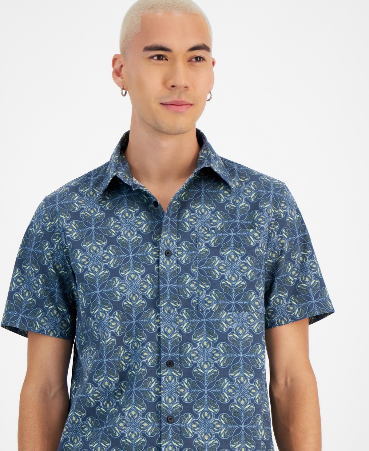 Sun + Stone Men's Gabriel Printed Short-Sleeve Shirt, Created for Macy's