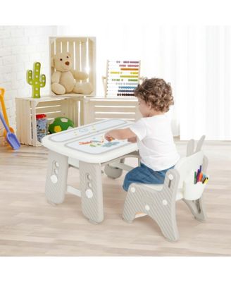 Kids Drawing Table & Chair Set Graffiti Toddlers Art Activity Table & Chair