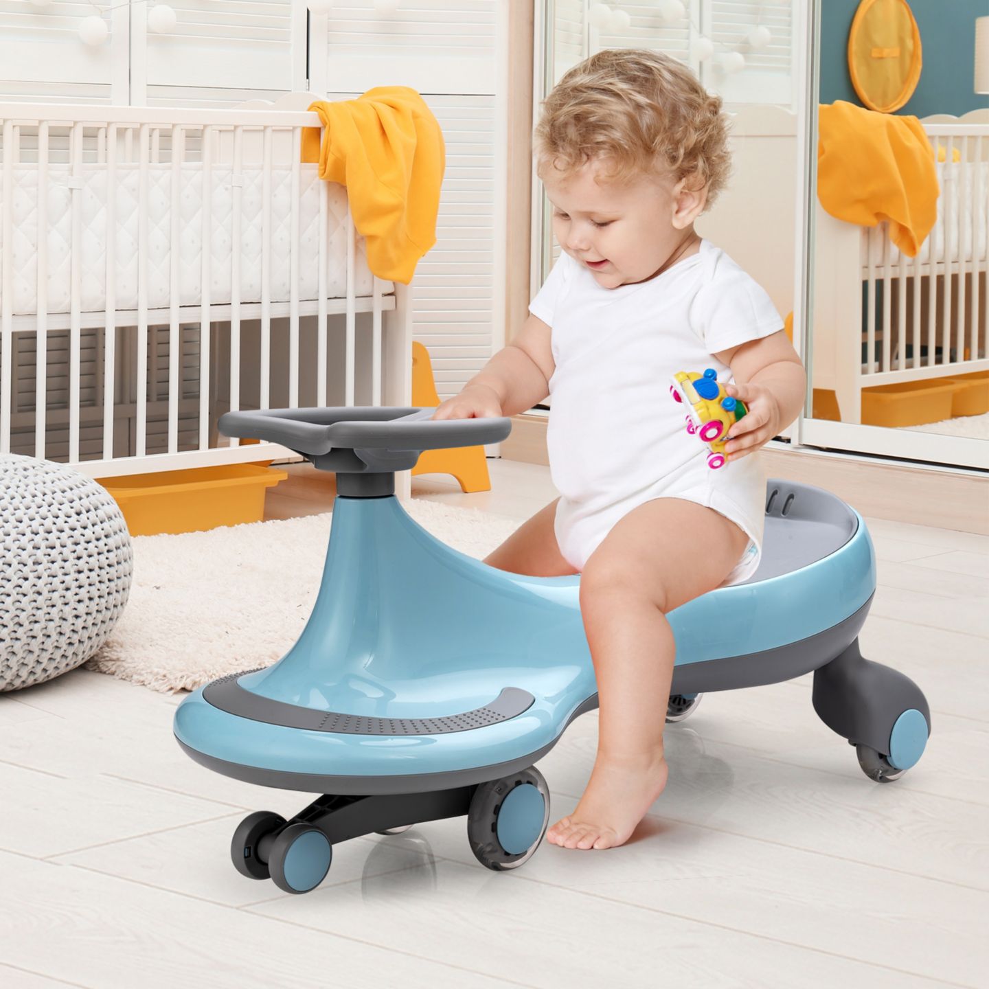 Детская игрушка Slickblue Wiggle Car 27"L x 12"W x 14"H with Flashing Wheels Ride-On Toy, 110 lbs., Ages 2+, цвет: Синий — фото 2