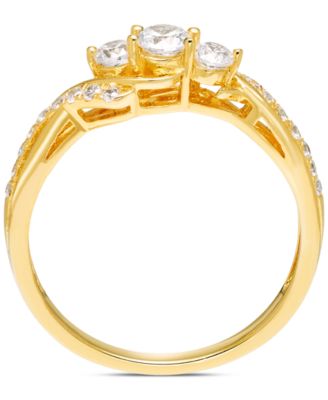 Diamond Three Stone Twist Engagement Ring (1/2 ct. t.w.) in 14k Gold