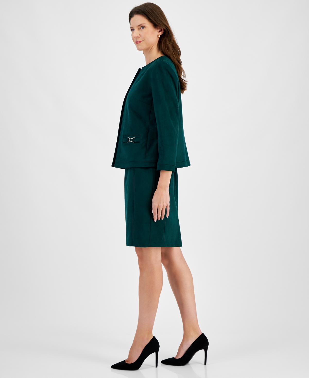 Kasper Women's Faux-Suede Framed Jacket