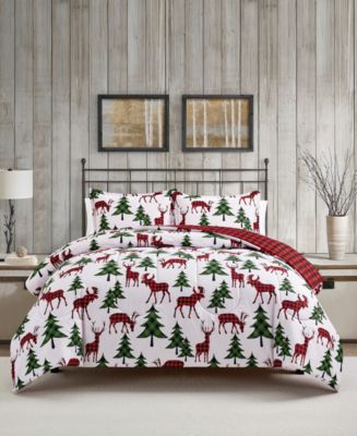 Christmas Reindeer QUEEN Quilt deals Set Plaid