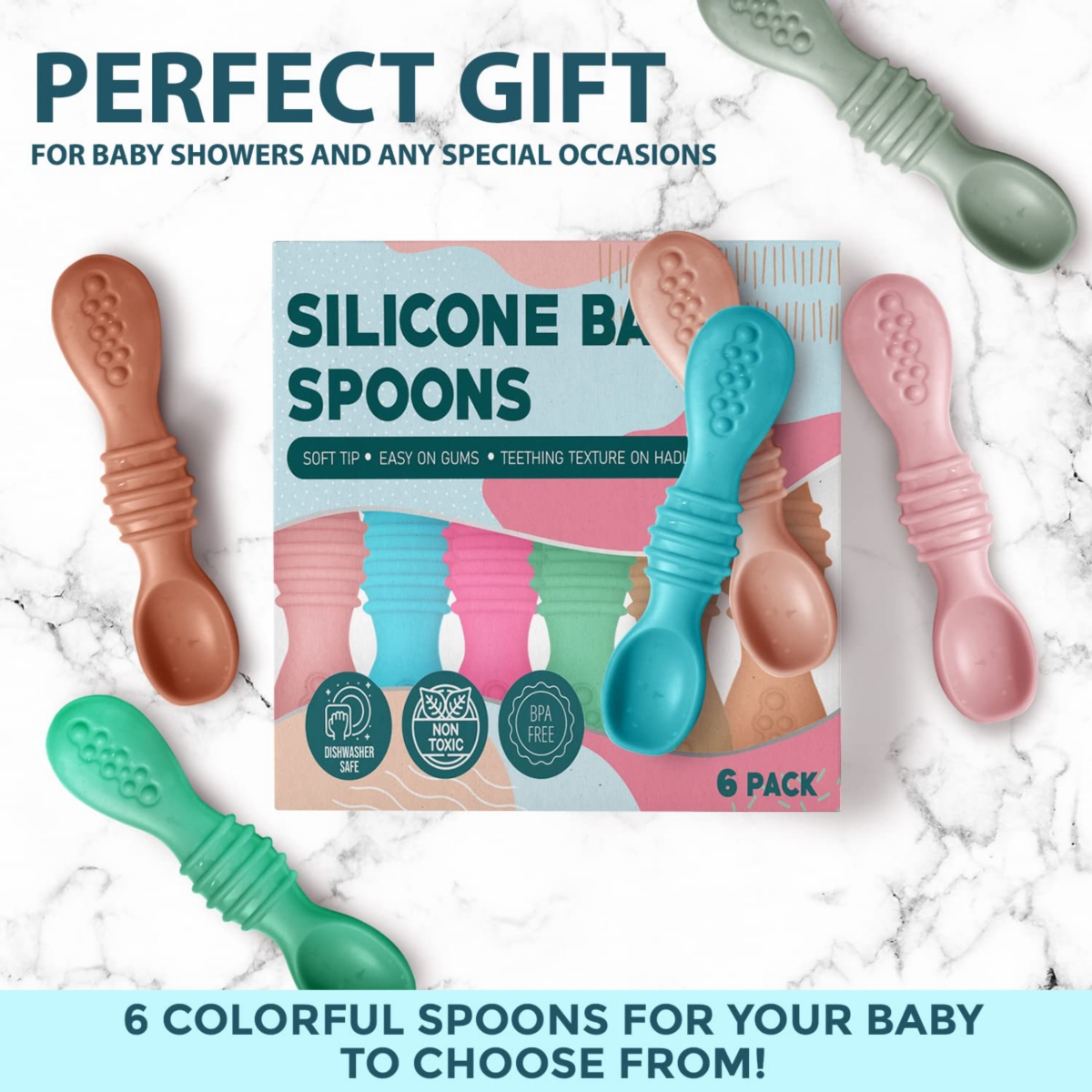 Sperric Baby Silicone Baby Spoons First Stage Feeding Spoon for Baby Led Weaning Bpa Lead Phthalate and Plastic Free, Great Gift SetPack