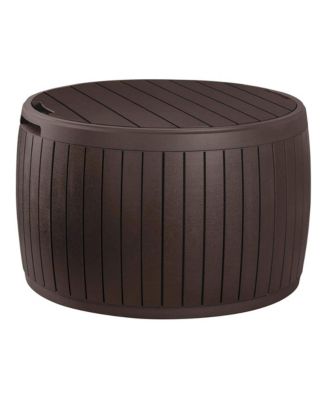 Keter Circa 37gal Round Patio Box Stylish Storage Table and Seating, Brown Resin - Macy's