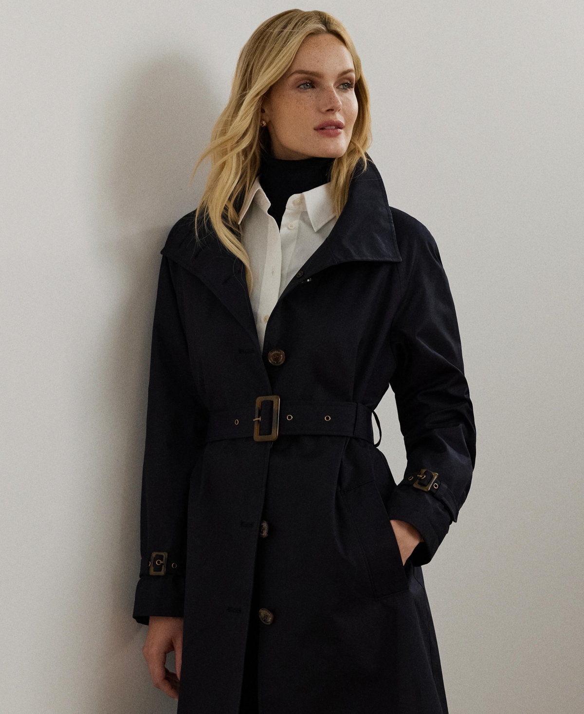 Women's Belted Trench Coat - Dk Navy