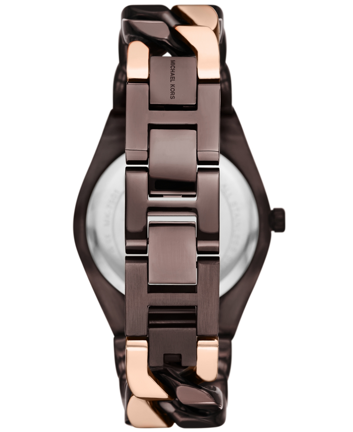 Michael Kors Women's Lennox Three-Hand Chocolate and Rose Gold-Tone Stainless Steel Watch 37mm - Two-tone