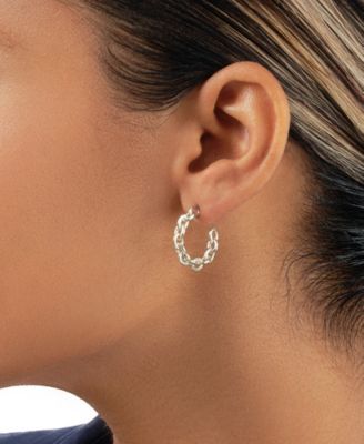 Women's Delicate Chain Silver Plated Hoop Earrings