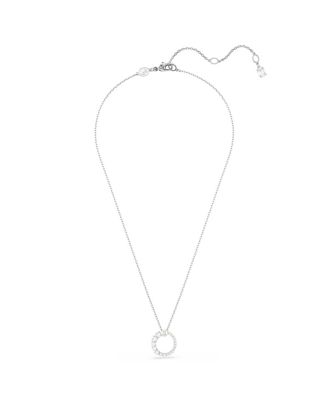 Matrix Pendant, Crystal Pearl, Round Cut, White, Rhodium Plated Necklace