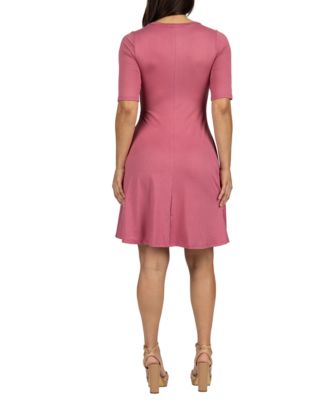Women's A-Line Dress with Elbow Length Sleeves