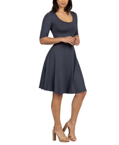 24seven Comfort Apparel Women's A-Line Dress with Elbow Length Sleeves