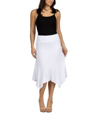 Solid Color Knee Length Elastic Waist Handkerchief Skirt