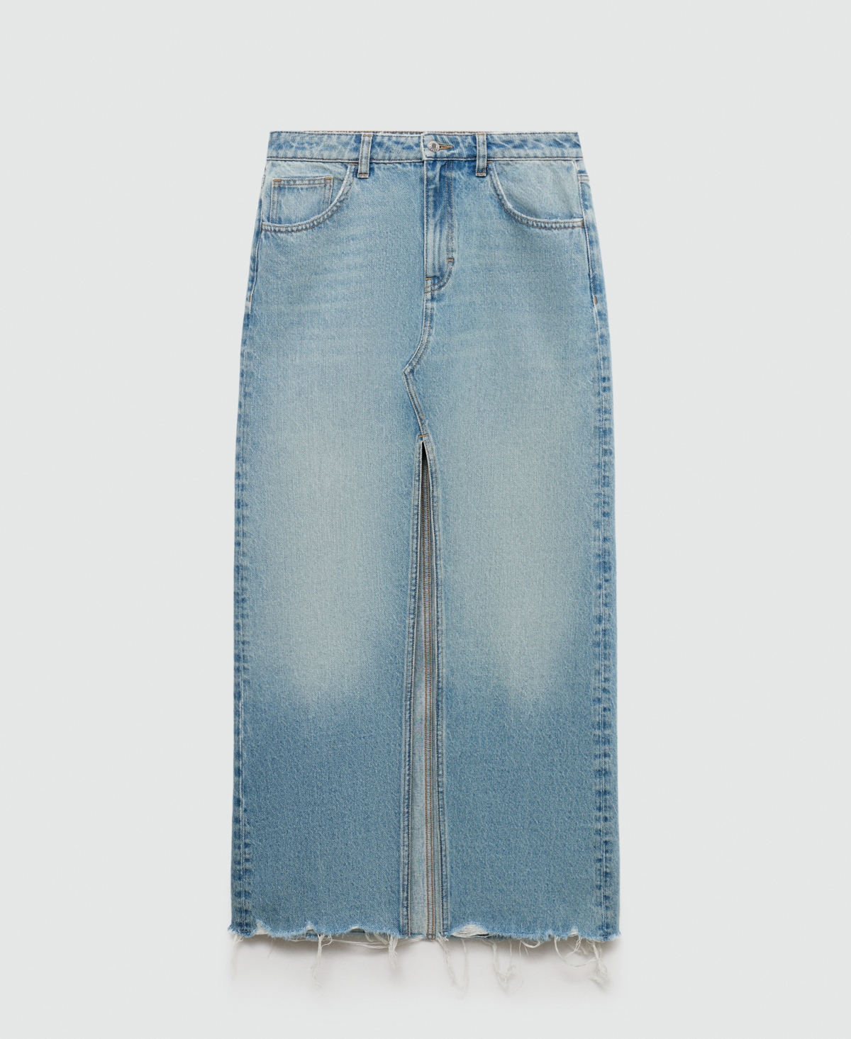 Mango Women's Frayed Hem Detail Denim Skirt