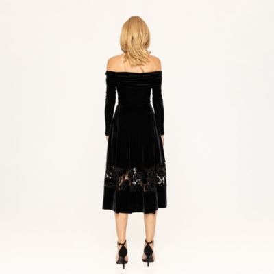 Women's Off-Shoulder Velvet Midi Dress