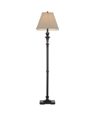 Traditional Floor Lamp 59" Tall Italian Bronze Taupe Faux Silk Square Hardback Shade for Living Room Reading Bedroom Office