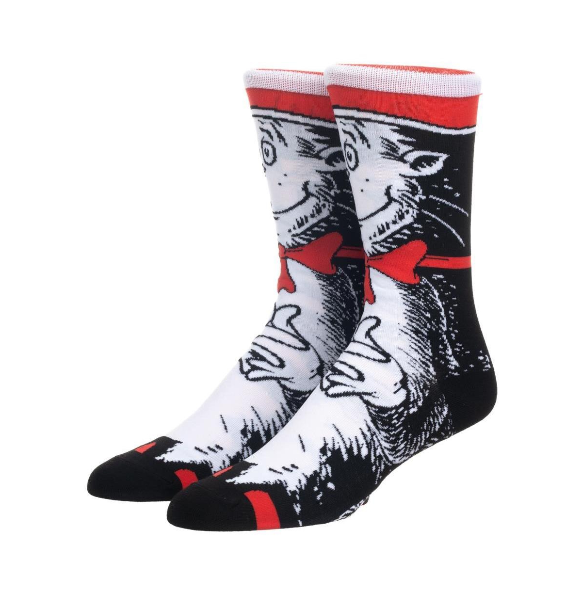 Men's Dr Seuss Cat in the Hat 360 Character Crew Socks for Men - Multicolored