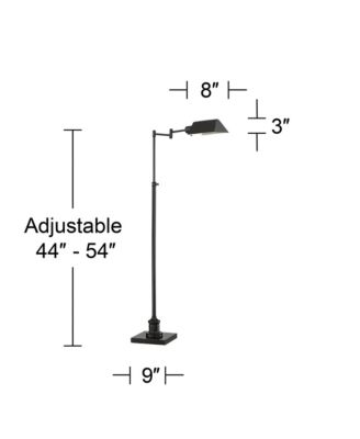 Industrial Adjustable Swing Arm Pharmacy Floor Lamp with USB Charging Port 54" Tall Dark Bronze Living Room Reading