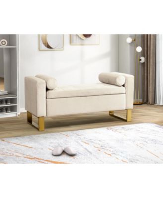 Vallejo 50.4'' W Modern Upholstered Flip Top Storage Bench with Two Pillows and Tufted