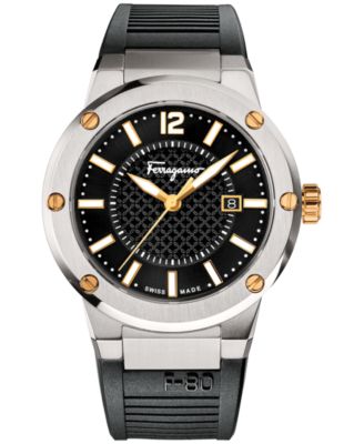 Ferragamo - Men's Swiss F-80 Black Rubber Strap Watch 44mm FIF010015