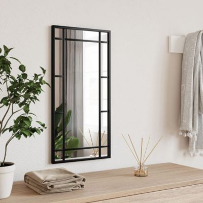 Wall Mirror Black Glass, Powder-Coated Iron Medium Durable