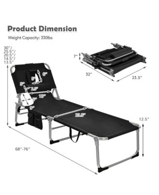 Set of 2 Beach Chaise Lounge Chair Folding Reclining Chair w/ Facing Hole Turquoise