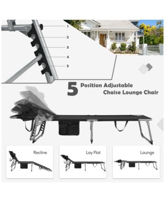 Set of 2 Beach Chaise Lounge Chair Folding Reclining Chair w/ Facing Hole Turquoise