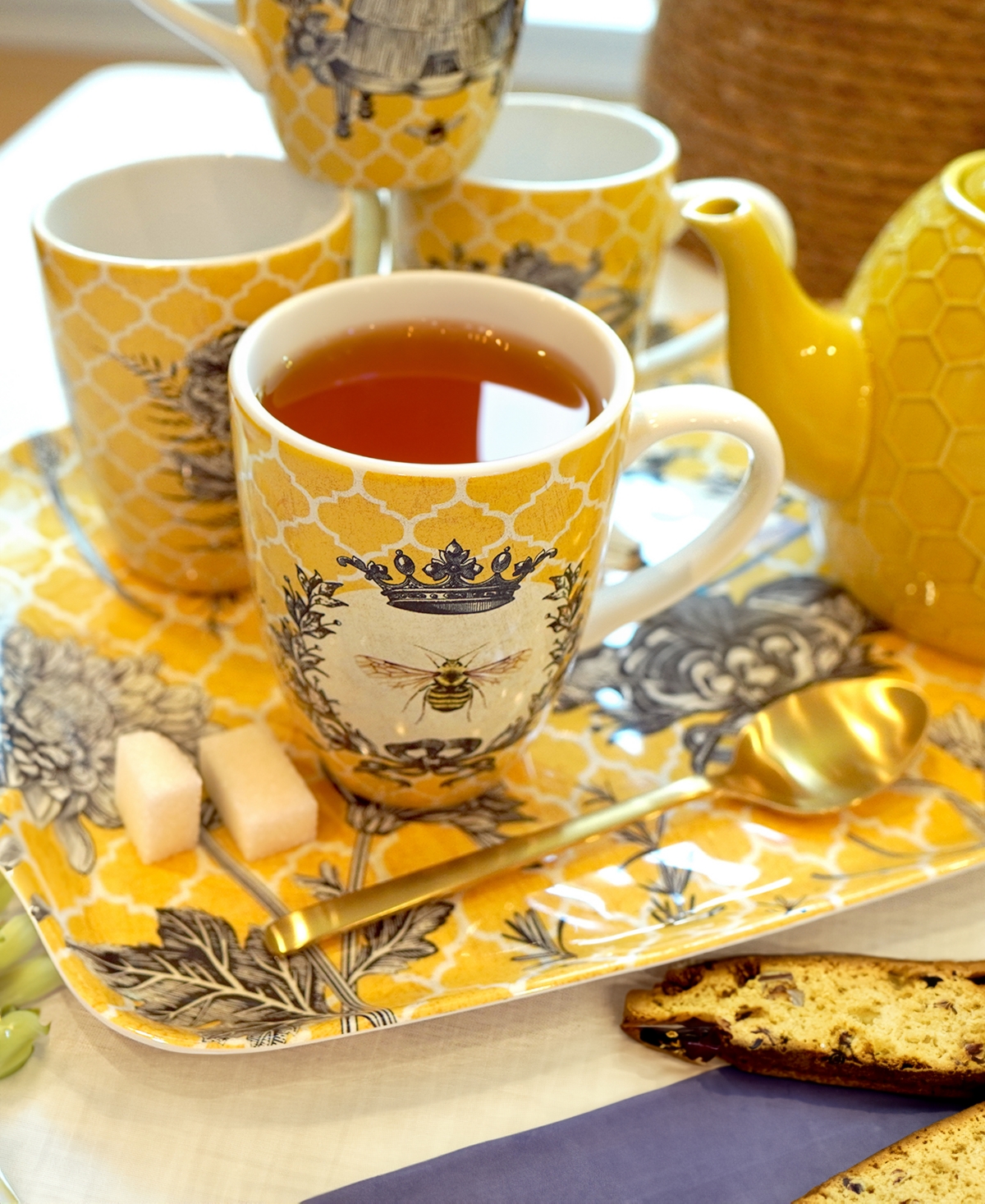 Certified International French Bees Set Of 4 Mugs In Miscellaneous