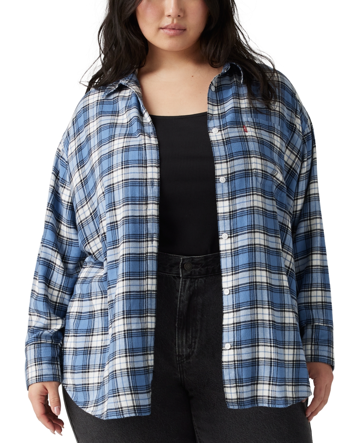 Plus Size Henri Long-Sleeve Flannel Shirt - Una Window