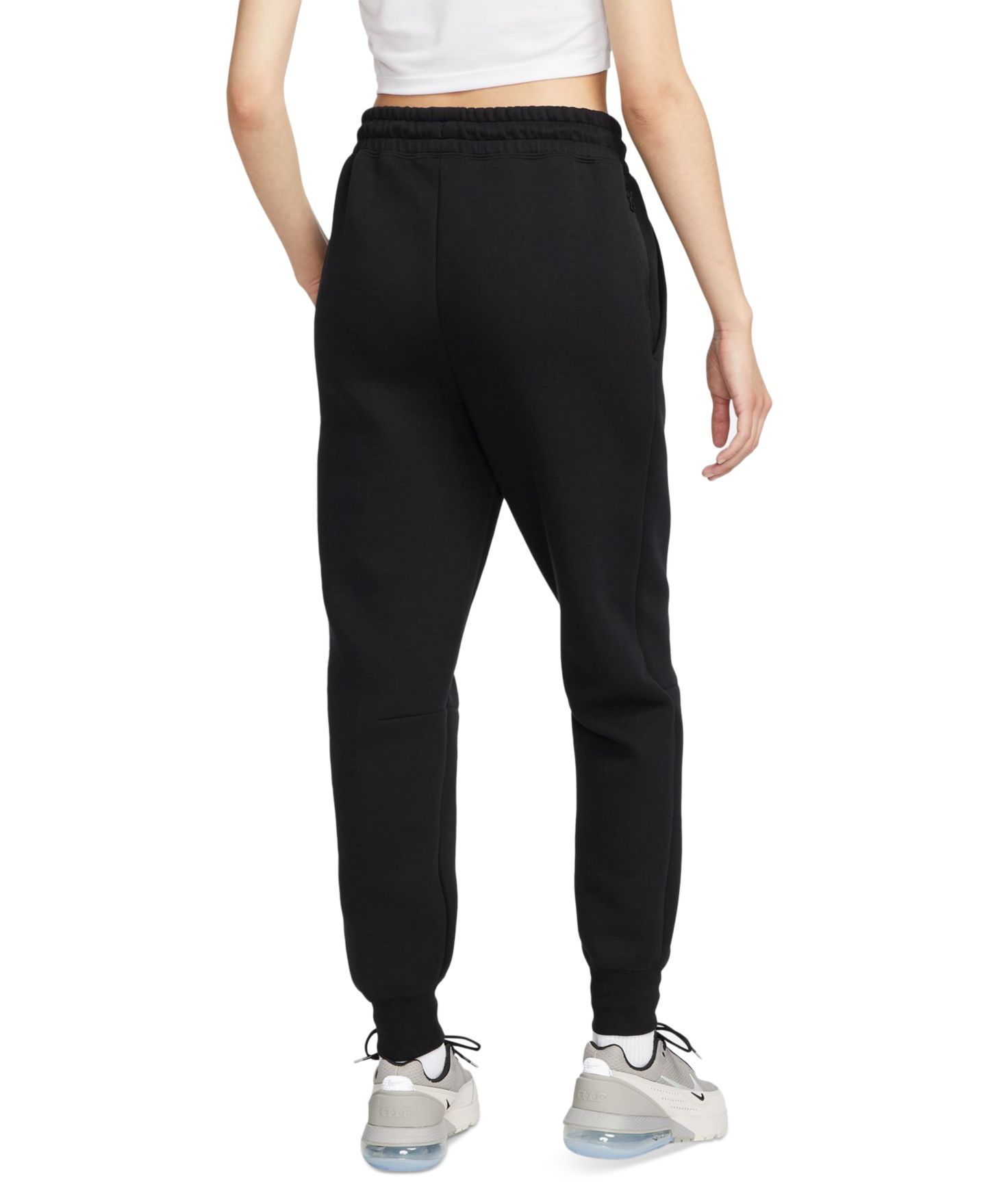 Женские брюки Nike Sportswear Tech Fleece Mid-Rise Jogger, цвет: Чёрный — фото 8